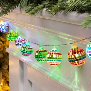 Светодиодная гирлянда Диско Шар - Colorful Mirror 1.5 м, 10 RGB LED ламп, таймер, на батарейках Edelman (Эдельман) фото 7