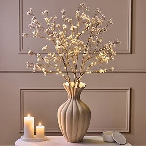 Светящаяся ветка Гипсофила Грасмир 100 см, 45 экстра теплых белых LED ламп, таймер, на батарейках, IP44