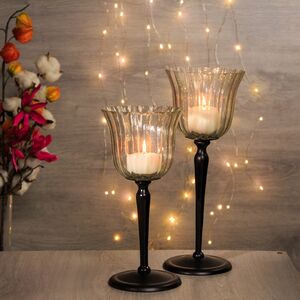 Набор стеклянных подсвечников бокалов Стефани, 2 шт, 31 см (Edelman, Нидерланды). Артикул: 134586