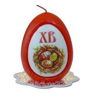 Пасхальная свеча Яйцо - Пасхальные сюжеты 7 см красная (Омский Свечной, Россия). Артикул: 1373-свеча