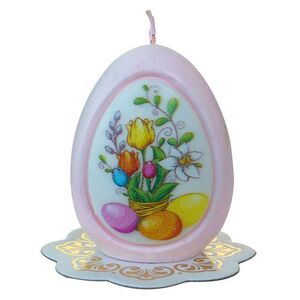 Пасхальная свеча Яйцо - Пасхальные сюжеты 7 см розовая (Омский Свечной, Россия). Артикул: 1374-свеча