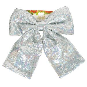 Бант на елку Блестящие Пайетки 28*25 см серебряный (Christmas Deluxe, Россия). Артикул: 14248