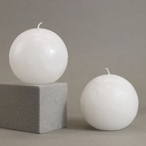 Свеча шар Rembrandt 10 см белая Омский Свечной фото 5