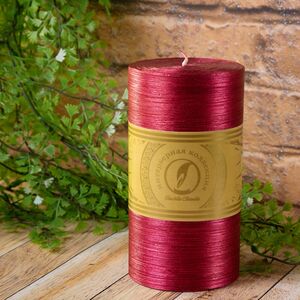 Декоративная свеча Ливорно Металлик 150*80 мм рубиновая (Омский Свечной, Россия). Артикул: 173033-свеча