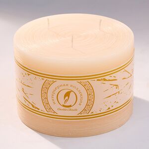 Большая свеча с тремя фитилями Ливорно Рустик 105*150 мм кремовая Омский Свечной фото 1