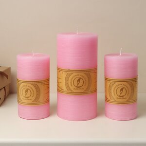 Декоративная свеча Ливорно Рустик 205*100 мм розовая Омский Свечной фото 2