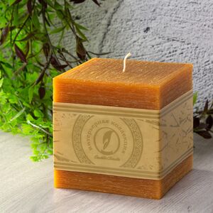 Свеча куб Бергамо Рустик 100 мм коричневая (Омский Свечной, Россия). Артикул: 176926-свеча