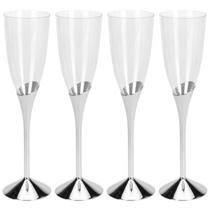 Пластиковые бокалы для шампанского Серебряный Блеск 23 см, 4 шт, 135 мл Koopman фото 1