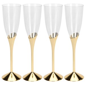Пластиковые бокалы для шампанского Золотой Блеск 23 см, 4 шт, 135 мл Koopman фото 1