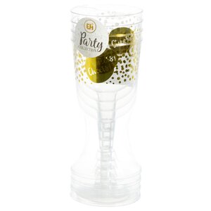 Пластиковые бокалы для вина Фейерверк с крупными блестками 18 см, 4 шт, 180 мл (Koopman, Нидерланды). Артикул: ID47785