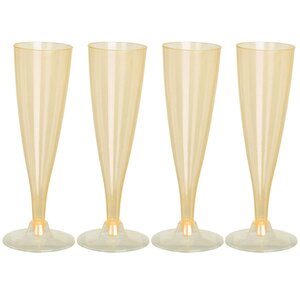 Пластиковые бокалы для шампанского Festival Yellow 24 см, 4 шт, 150 мл