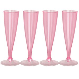 Пластиковые бокалы для шампанского Festival Pink 24 см, 4 шт, 150 мл Koopman фото 1