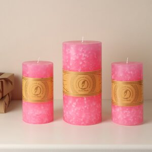 Декоративная свеча Ливорно Marble 205*100 мм розовая Омский Свечной фото 2