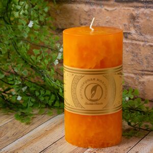 Декоративная свеча Ливорно Marble 150*80 мм облепиховая (Омский Свечной, Россия). Артикул: 178836-свеча