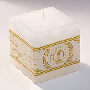 Свеча куб Бергамо Marble 100 мм белая Омский Свечной фото 1