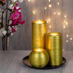 Композиция из свечей Модена Антик золотая 23 см (Омский Свечной, Россия). Артикул: 180524-свеча