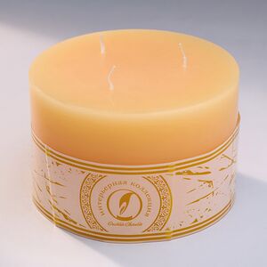 Большая свеча с тремя фитилями Ливорно 105*150 мм крем-брюле (Омский Свечной, Россия). Артикул: 181324-свеча