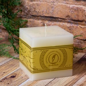 Свеча куб Бергамо Marble 100 мм слоновая кость (Омский Свечной, Россия). Артикул: 182822-свеча