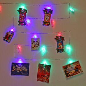 Светодиодная гирлянда Прищепки 4 м, 20 разноцветных ламп, прозрачный ПВХ, IP20 (Serpantin, Россия). Артикул: 183-0094