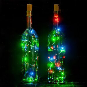 Гирлянда-пробка для бутылки Multi Lights 1 м, 10 разноцветных LED ламп, на батарейках, IP20 (Serpantin, Россия). Артикул: 183-0187
