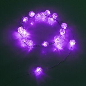 Светодиодная гирлянда на батарейках Жемчужины, 2 м, 20 фиолетовых LED ламп, серебряная проволока, контроллер, IP20 (Serpantin, Россия). Артикул: 183-0221