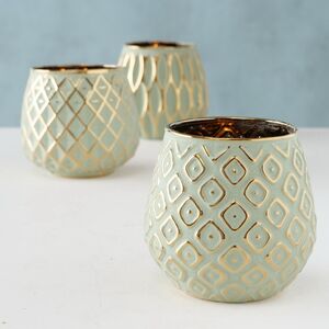 Набор стеклянных подсвечников Golden Salvia 9 см, 3 шт (Boltze, Германия). Артикул: 2003670-набор