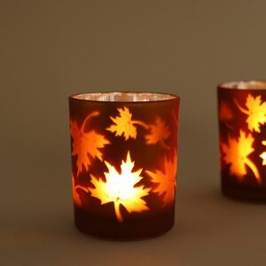 Стеклянный подсвечник Maple Joy 8 см охровый Boltze (Больтце) фото 4