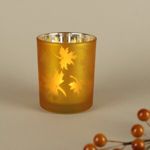 Стеклянный подсвечник Maple Joy 8 см оранжевый Boltze фото 5
