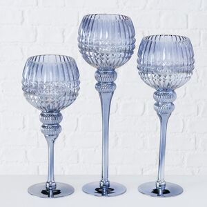 Набор стеклянных подсвечников-бокалов Arctique 30-40 см, 3 шт (Boltze, Германия). Артикул: 2004803