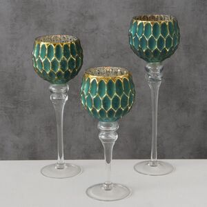 Набор подсвечников-бокалов Амбер 30-40 см, 3 шт (Boltze, Германия). Артикул: 2005832