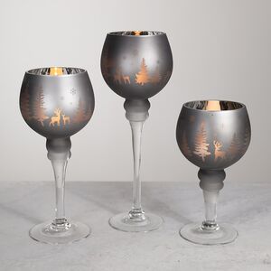 Набор стеклянных подсвечников-бокалов Фиери 20-30 см, 3 шт Boltze фото 2