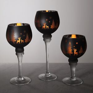 Набор стеклянных подсвечников-бокалов Фиери 20-30 см, 3 шт Boltze фото 5