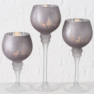 Набор стеклянных подсвечников-бокалов Фиери 20-30 см, 3 шт Boltze фото 6