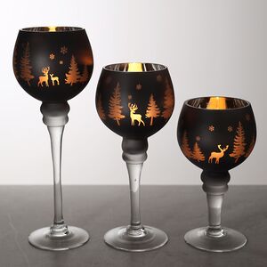 Набор стеклянных подсвечников-бокалов Фиери 20-30 см, 3 шт Boltze фото 4