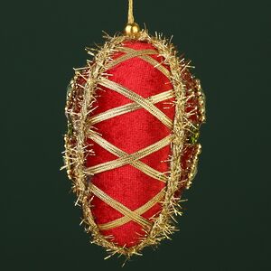 Винтажная елочная игрушка Яйцо - Идиллия Комаччо 10 см бургунди, подвеска Winter Deco фото 4