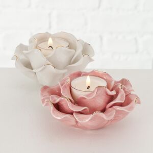 Керамический подсвечник Роза - Буль де Неж 11 см розовый Boltze фото 12
