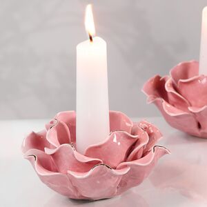 Керамический подсвечник Роза - Буль де Неж 11 см розовый Boltze фото 3