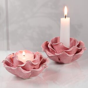 Керамический подсвечник Роза - Буль де Неж 11 см розовый Boltze фото 5