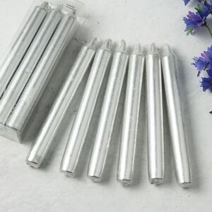 Набор столовых свечей Металлик 20*2 см серебряная, 6 шт (Kaemingk, Нидерланды). Артикул: 200919