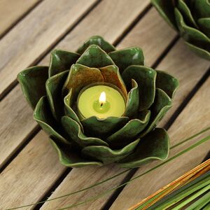 Декоративный подсвечник Vilona 14 см темно-зеленый (Boltze, Германия). Артикул: 2012301-2