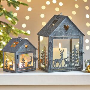 Набор подсвечников-домиков Олени в Лесу 16-27 см серый, 2 шт Boltze (Больтце) фото 1
