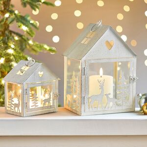Набор подсвечников-домиков Олени в Лесу 16-27 см белый, 2 шт Boltze (Больтце) фото 1
