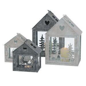 Набор подсвечников-домиков Олени в Лесу 16-27 см серый, 2 шт Boltze (Больтце) фото 14