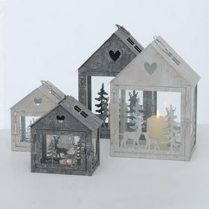 Набор подсвечников-домиков Олени в Лесу 16-27 см серый, 2 шт Boltze (Больтце) фото 13