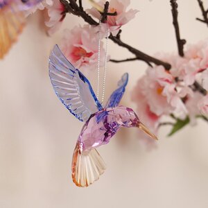 Елочная игрушка Солнечная Птичка Колибри 13 см синяя с розовым, подвеска Forest Market фото 3