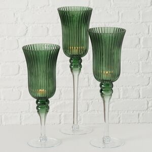 Набор стеклянных подсвечников - бокалов Green Latorre 30-40 см, 3 шт