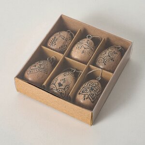 Декоративные пасхальные яйца Holmstein 6 см, 6 шт, дерево Boltze фото 6