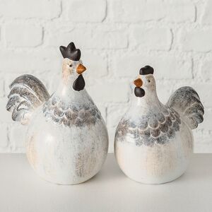 Набор керамических статуэток Петушок Кэлвин и курочка Пегги с фермы Валь-де-ла-Луна 17 см, 2 шт (Boltze, Германия). Артикул: 2018925-набор