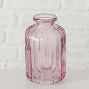 Стеклянная ваза-бутылка Уэльма 10 см нежно-розовая (Boltze, Германия). Артикул: 2019331-1