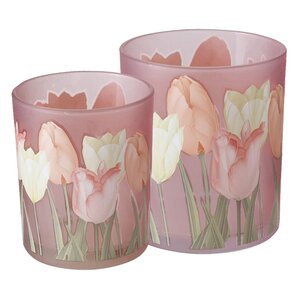 Набор стеклянных подсвечников Тюльпаны - Corsa la Piedra 8-10 см, 2 шт